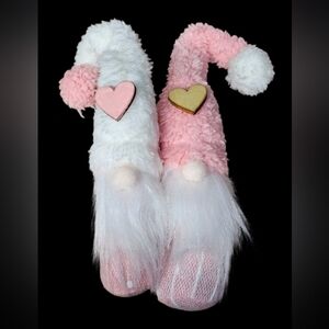 Adorable Pink and White Gnome Plush Set Valentine Day Decor